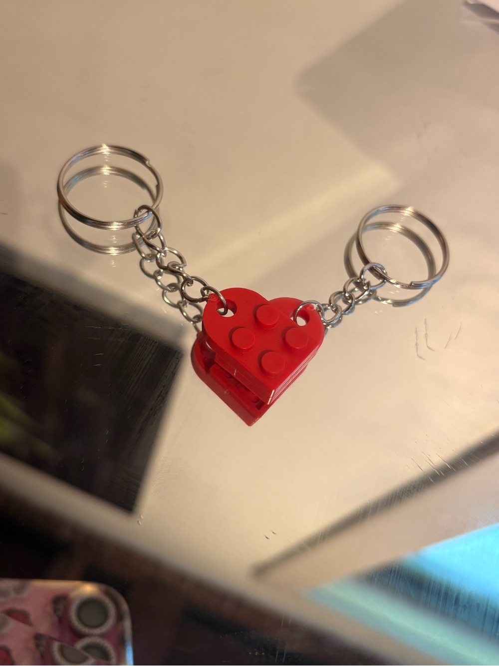 Legos heart shareable keychain for couples or as a wedding gift! - Picture 5 of 10